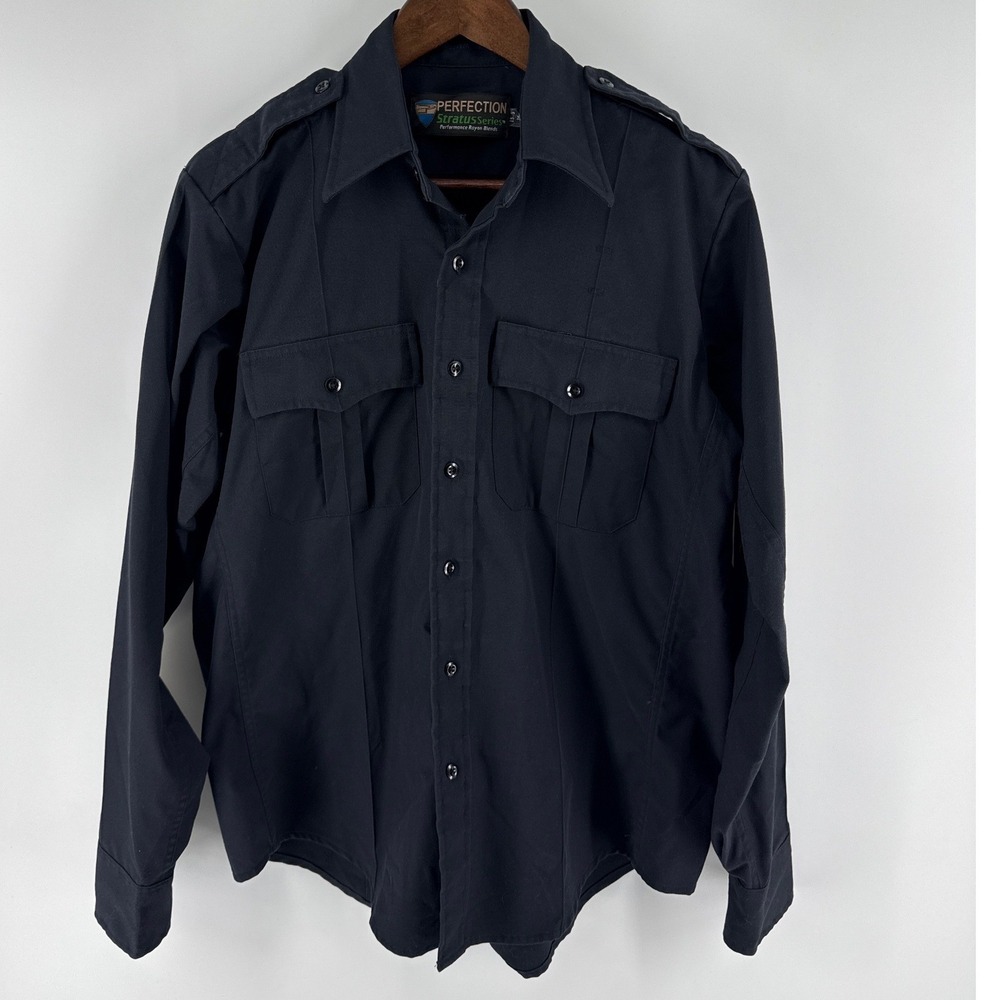 PERFECTION Stratus Series  Button Up Shirt Black Performance Mens 15.5 36